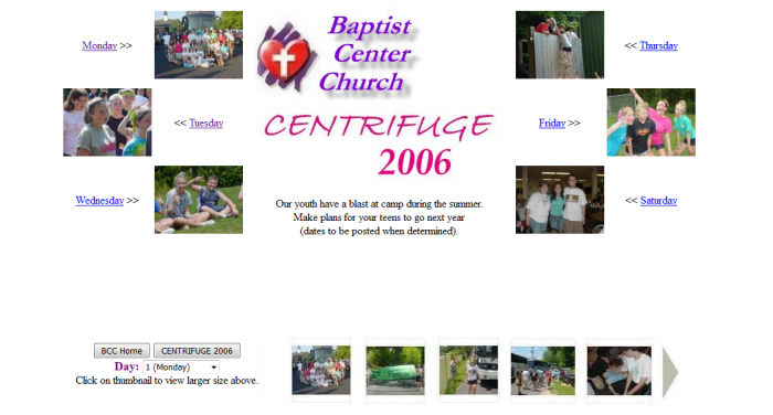 Baptist Center Church (BCC) website image slideshow screenshot