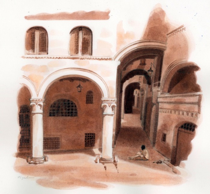 Drawing in the Piazza