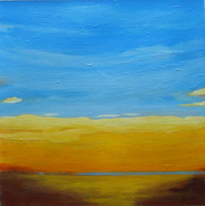 sunrise no. 39,  mixed media on paper,  6x6 inches,  2011