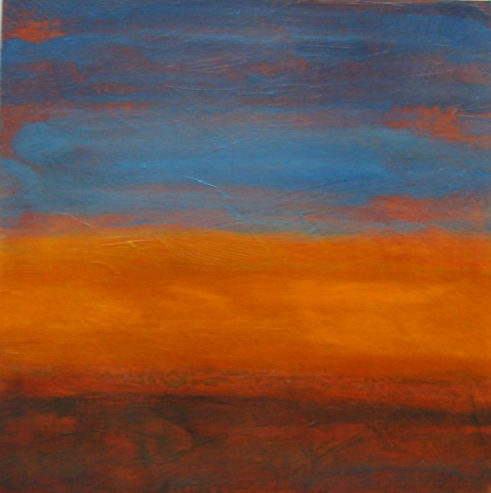 sunrise no. 44,  mixed media on paper,  6x6 inches,  2011